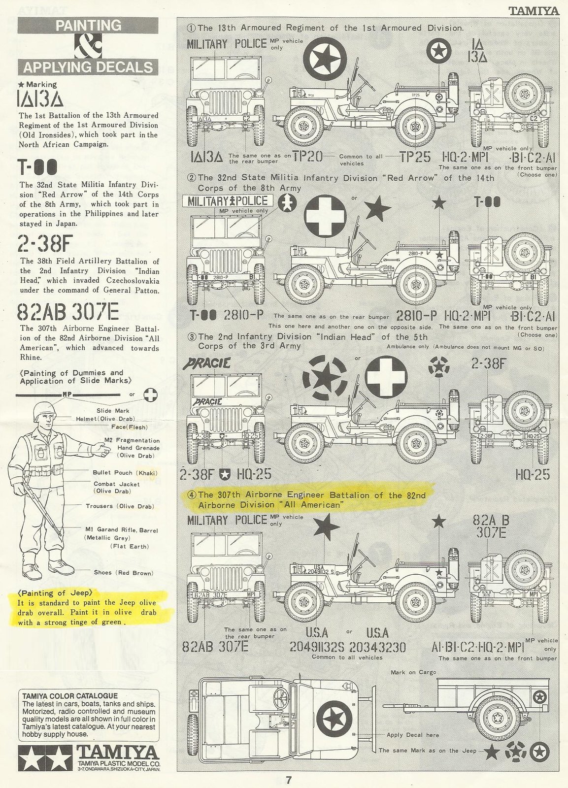 Tamiya Jeep instruction sheet